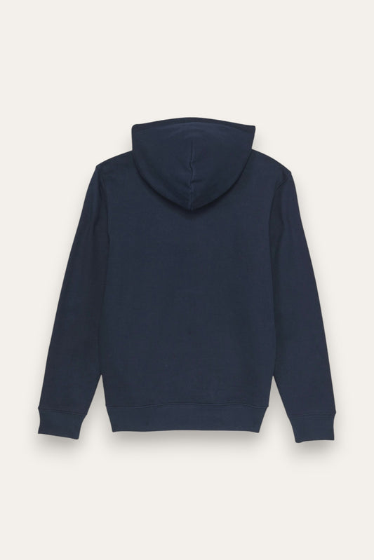 Relaxed Fit Fleece Hoodie- Navy