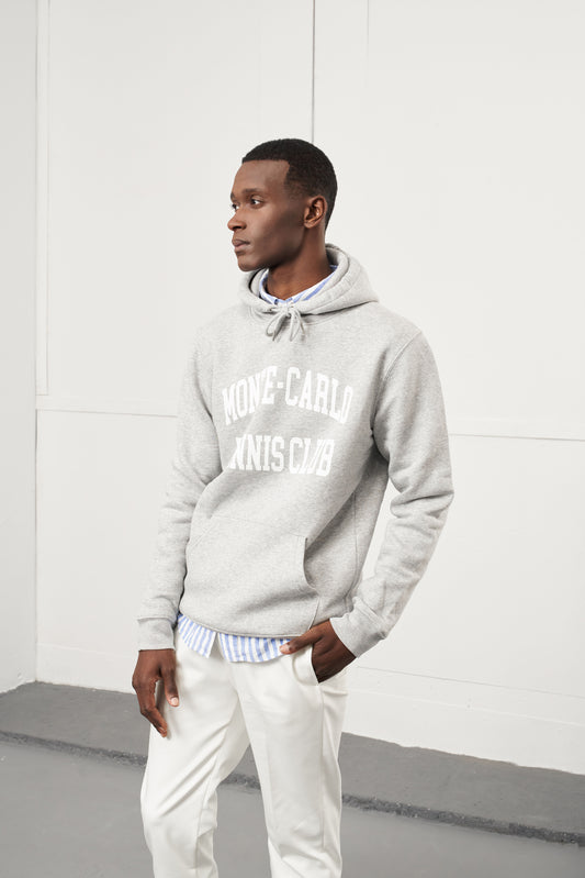 Relaxed Fit Fleece Hoodie- Heather Grey