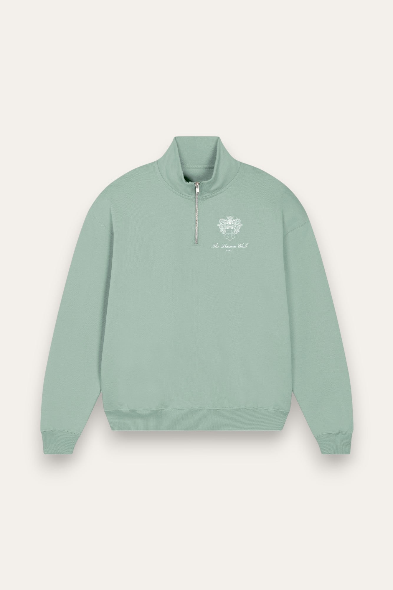 Crest Quarter-Zip Sweatshirt- Mint – THE LEISURE CLUB