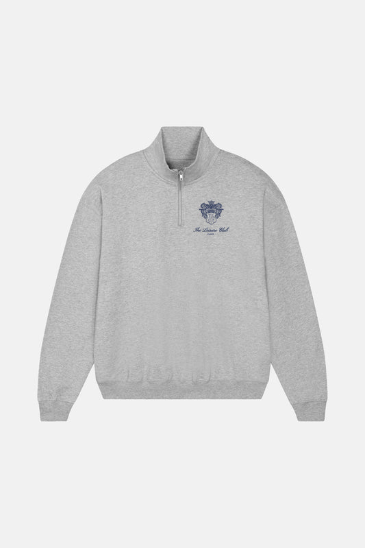 Emblem Quarter-Zip Sweatshirt- Heather Grey