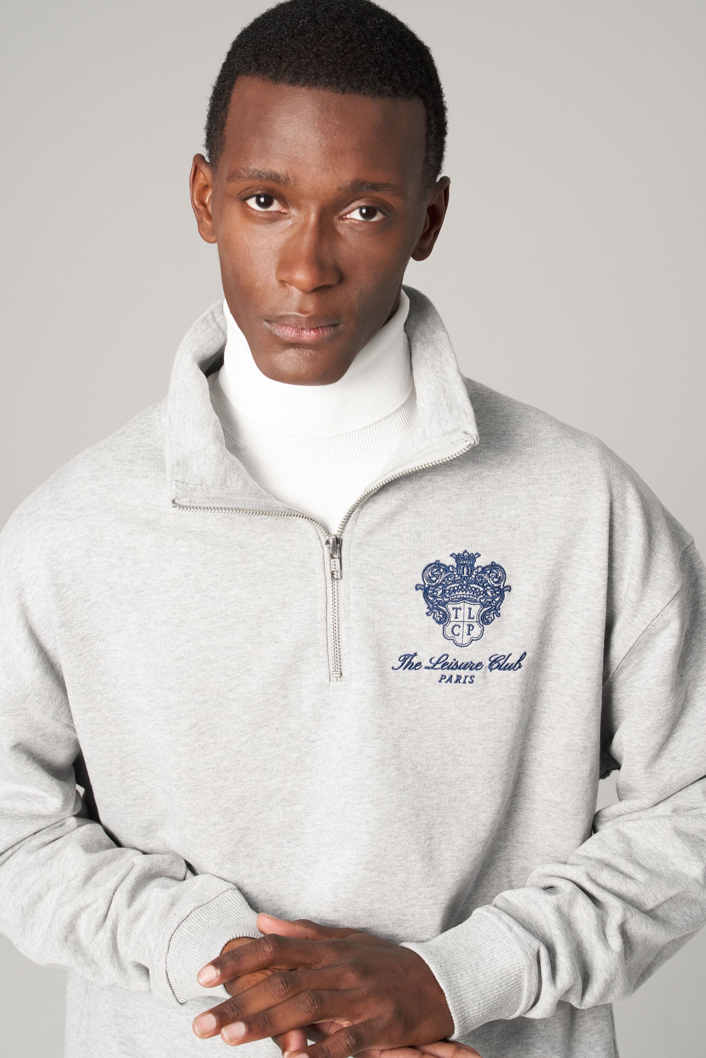 Crest Quarter-Zip Sweatshirt- Heather Grey
