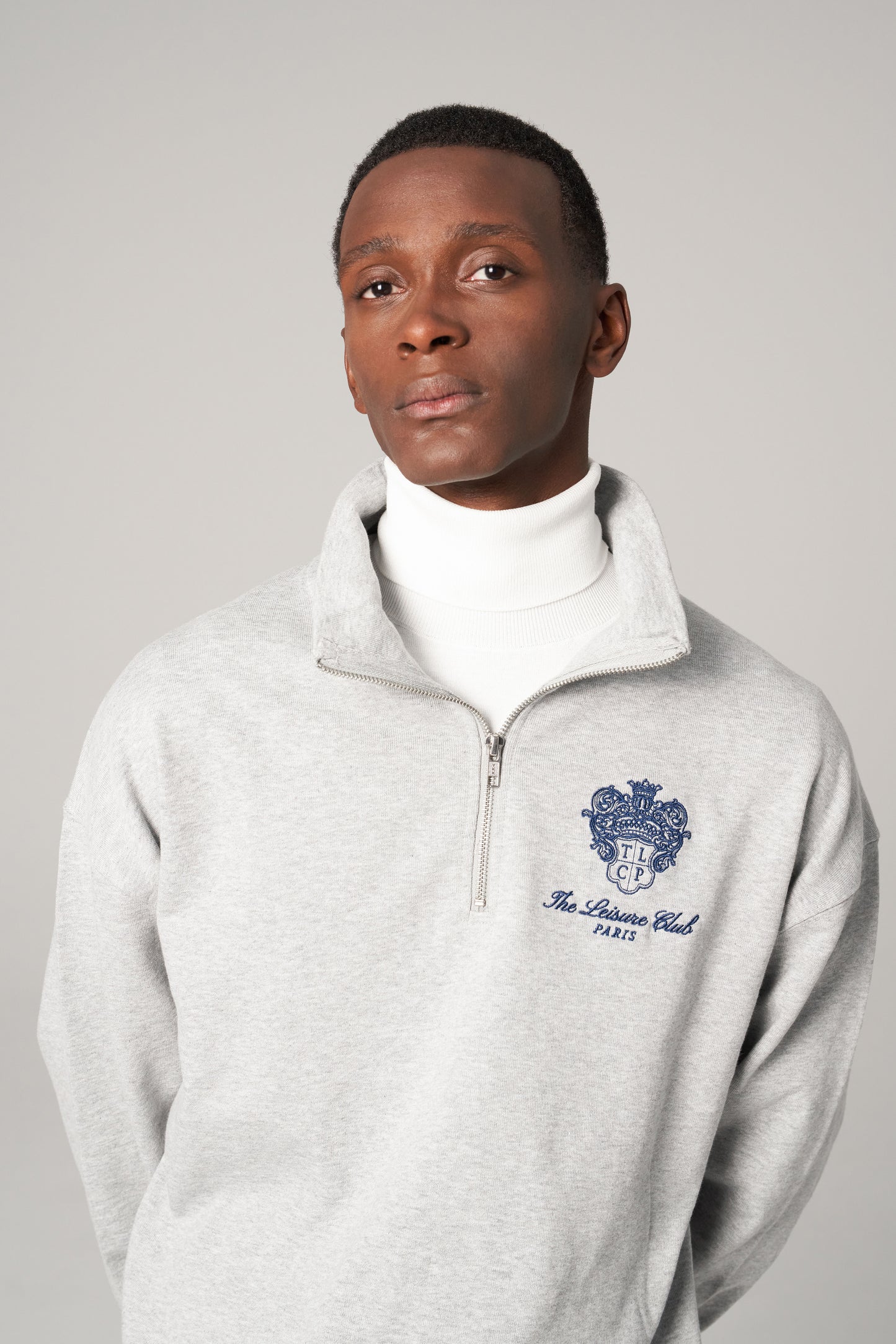 Crest Quarter-Zip Sweatshirt- Heather Grey