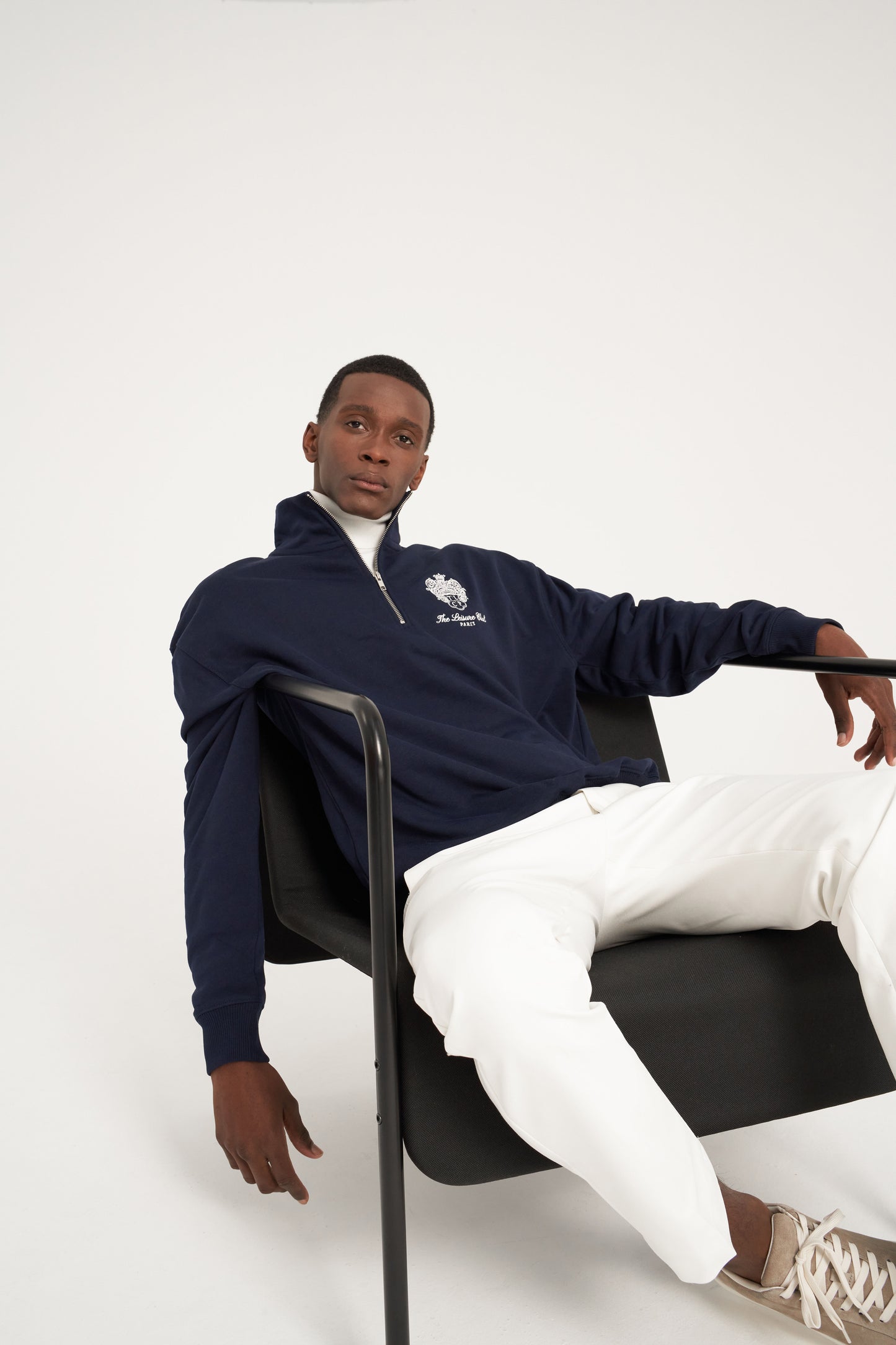 Crest Quarter-Zip Sweatshirt- Navy