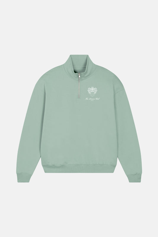 Emblem Quarter-zip Sweatshirt- Mint
