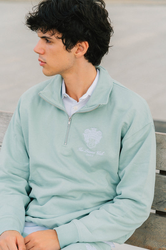 Emblem-Sweatshirt mit Viertelreißverschluss – Mint